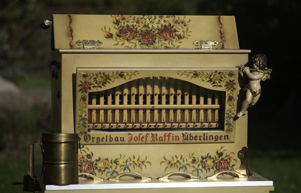 Den smukke Rafin tunge-lirekasse er flot dekoreret.