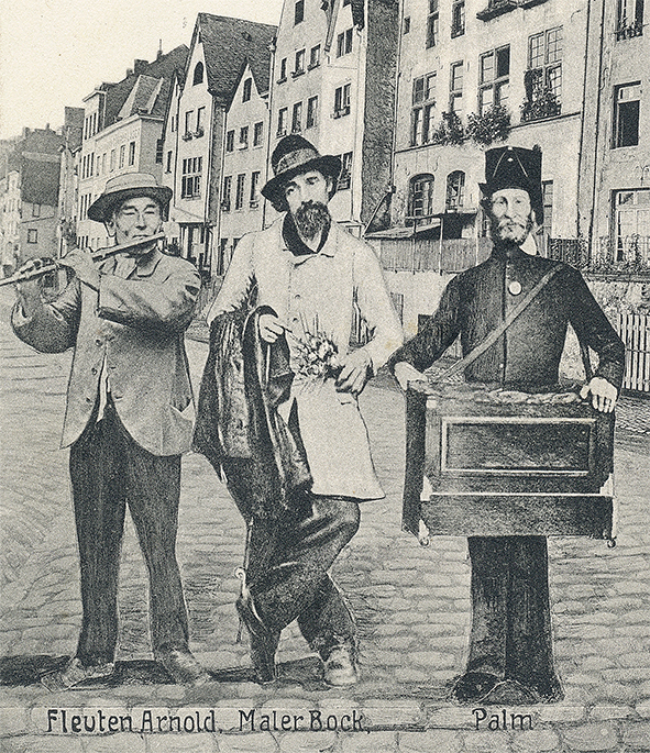 Tre originaler fra Køln. Fløjte Arnold, Malerl Bock og Orgel Palm.